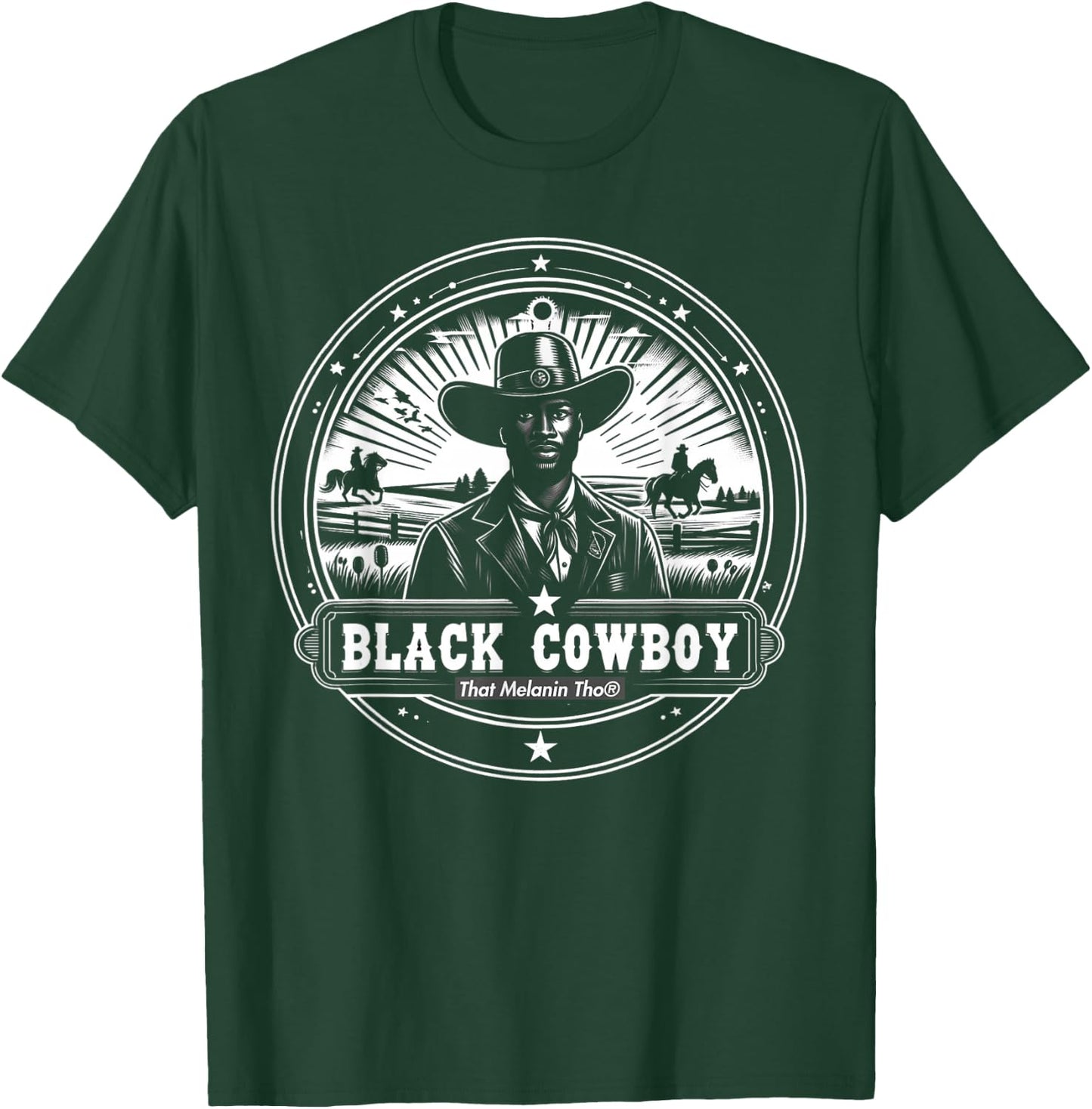 Black Cowboy African American History Afro Black Cowboy T-Shirt - T-Shirt | Forest