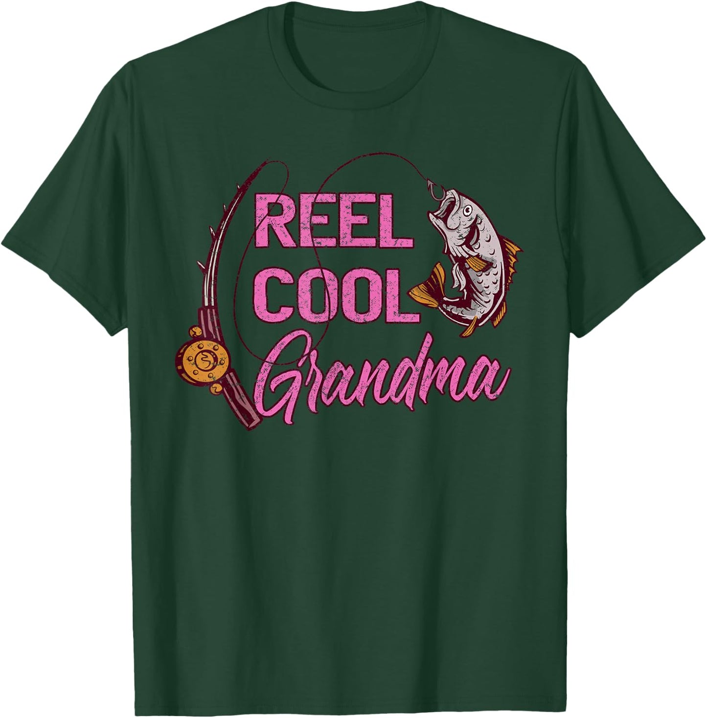Reel Cool Grandma Woman Anglers Fishing T-Shirt - T-Shirt | Forest