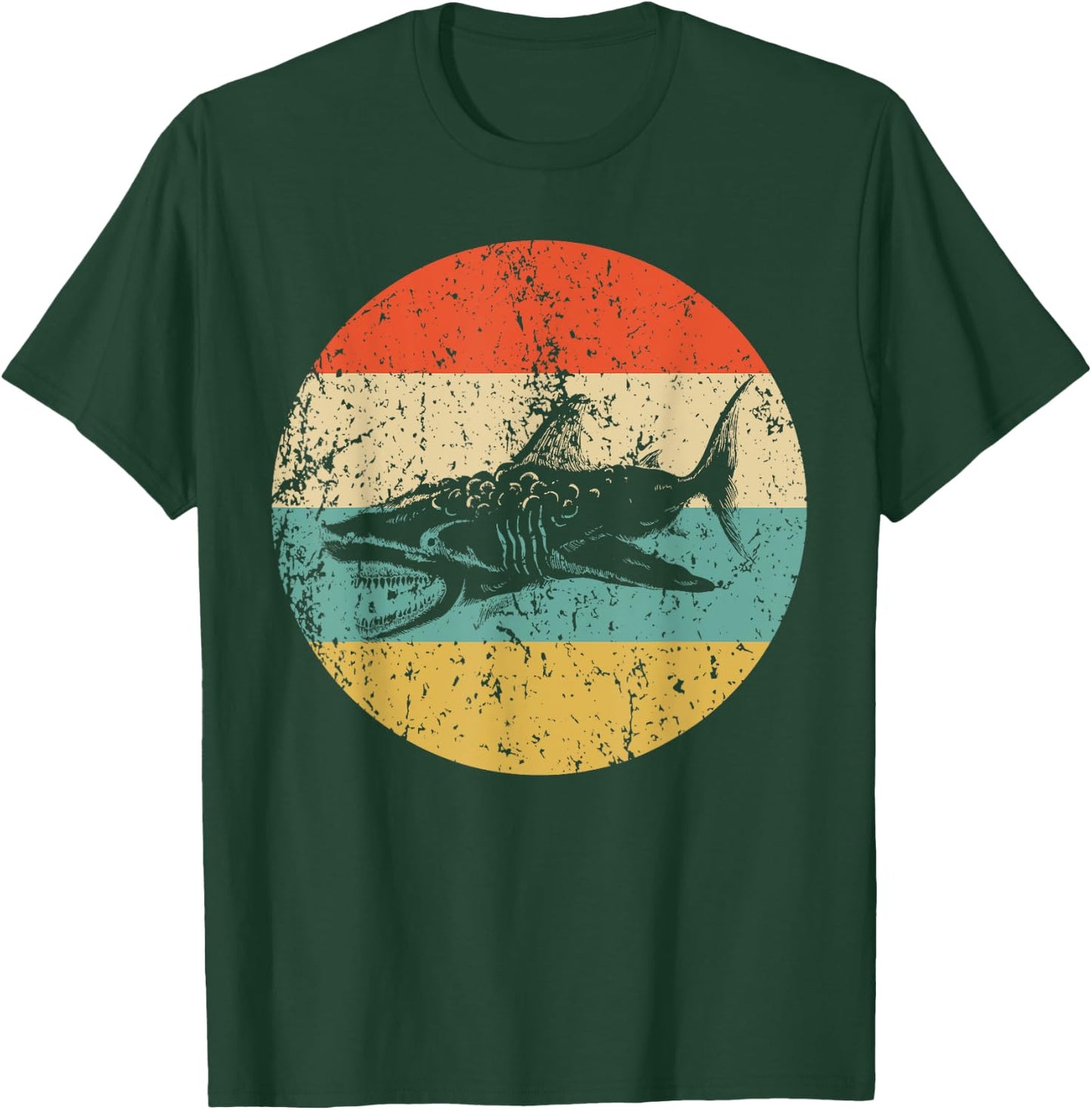 Great White Shark Retro Style Megalodon T-Shirt - T-Shirt | Forest