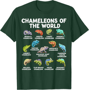 Chameleons Of The World Kawaii Types Of Chameleons Reptile T-Shirt - T-Shirt | Forest
