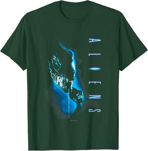 Aliens Iconic Xenomorph Silhouette Neon Big Chest Poster T-Shirt - T-Shirt | Forest