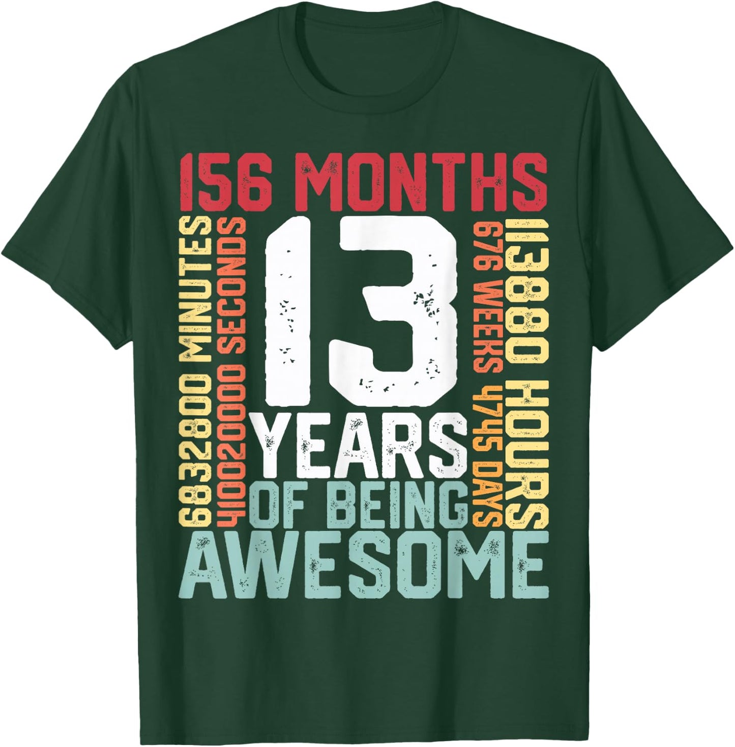 13 years of being Awesome Months weeks days special birthday T-Shirt - T-Shirt | Forest