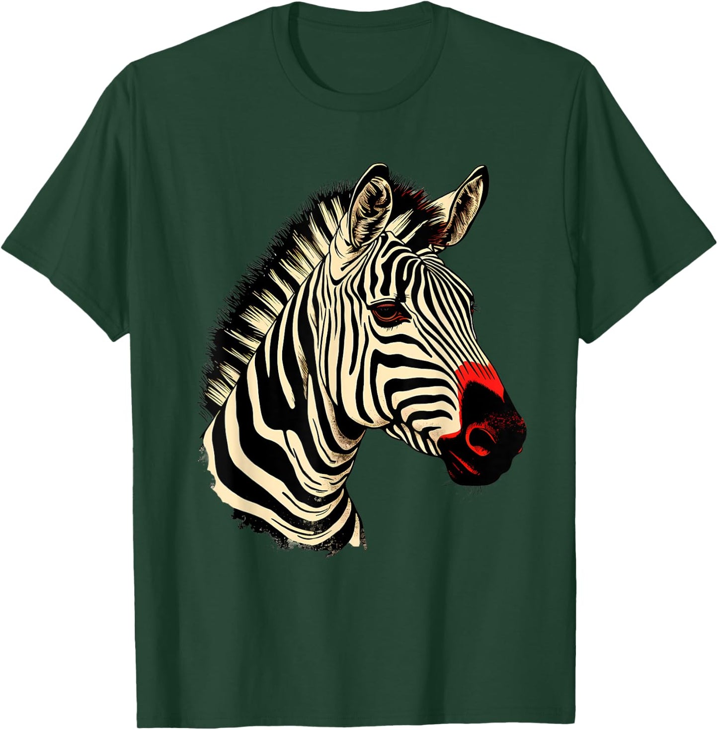 Zebra Portrait Artwork Wildlife Safari Nature Animal Art T-Shirt - T-Shirt | Forest