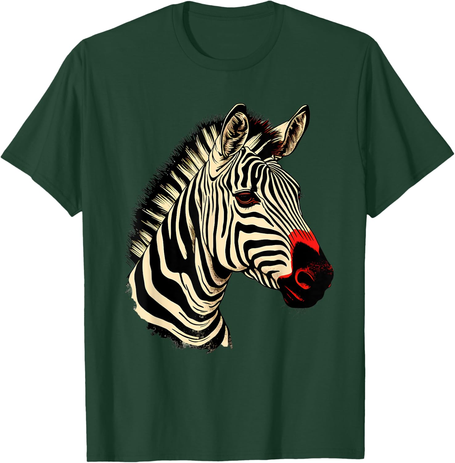 Zebra Portrait Artwork Wildlife Safari Nature Animal Art T-Shirt - T-Shirt | Forest