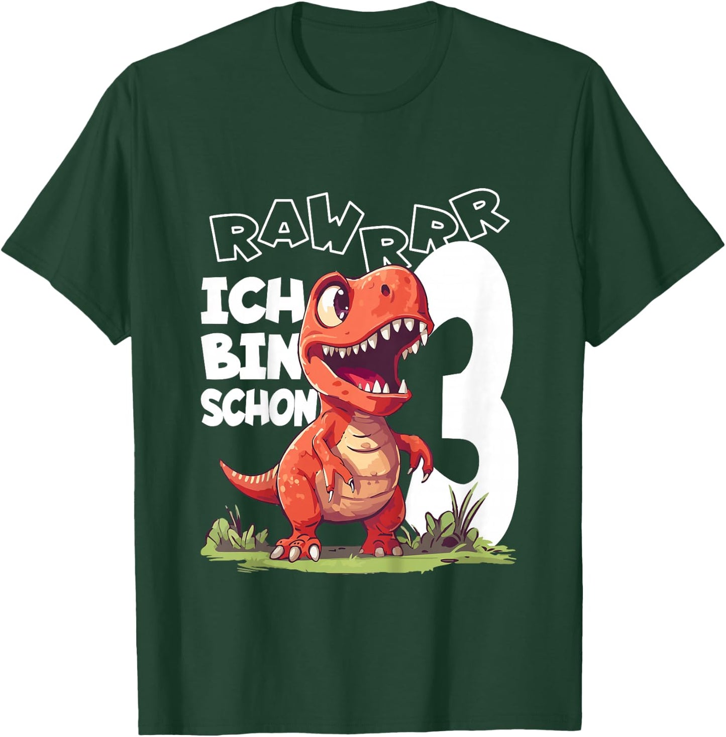 Kinder Ich bin schon 3 Jahre alt, T-Rex 3. Geburtstag Dino T-Shirt - T-Shirt | Forest