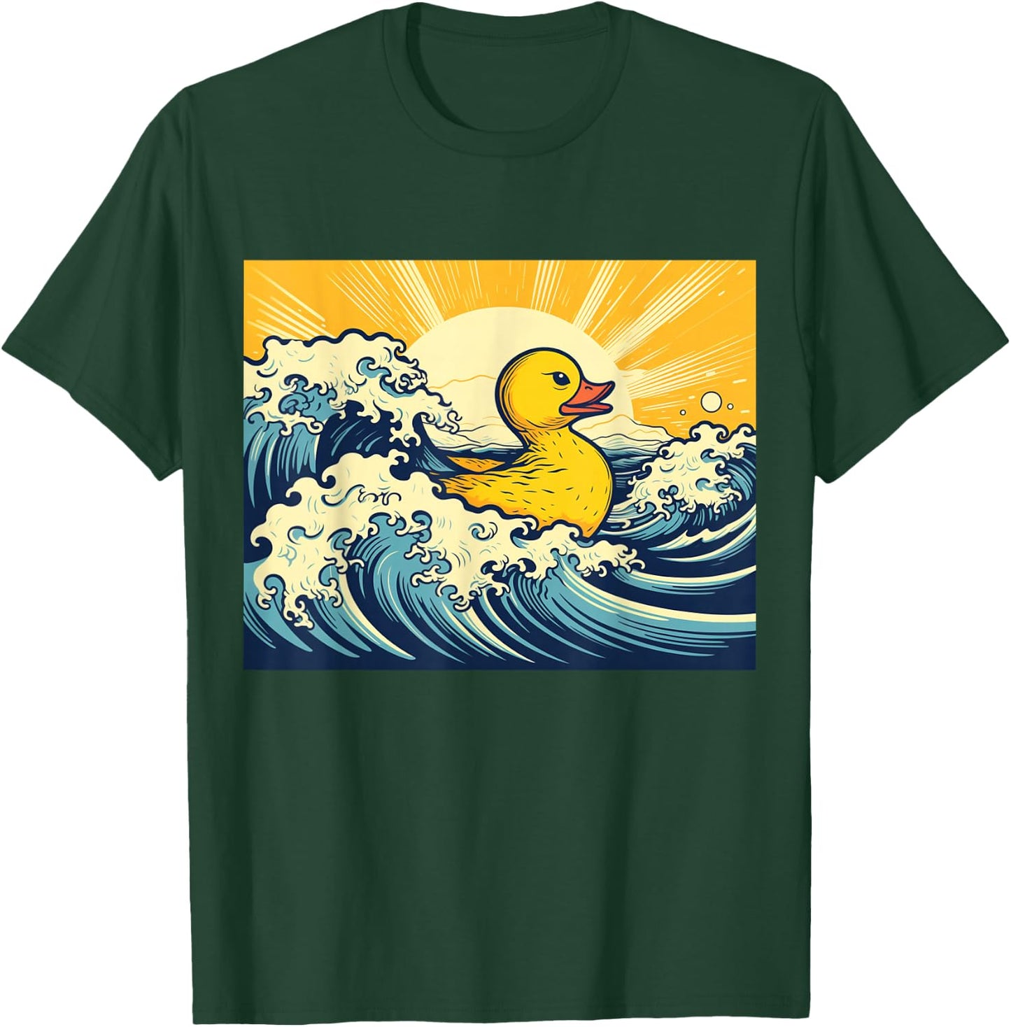 Great Wave off DUCKagawa Kanagawa Rubber Duck Woodblock T-Shirt - T-Shirt | Forest