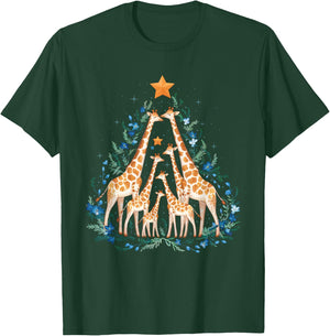 Cute Giraffes Tree Christmas Giraffe Lovers Xmas Holiday T-Shirt - T-Shirt | Forest