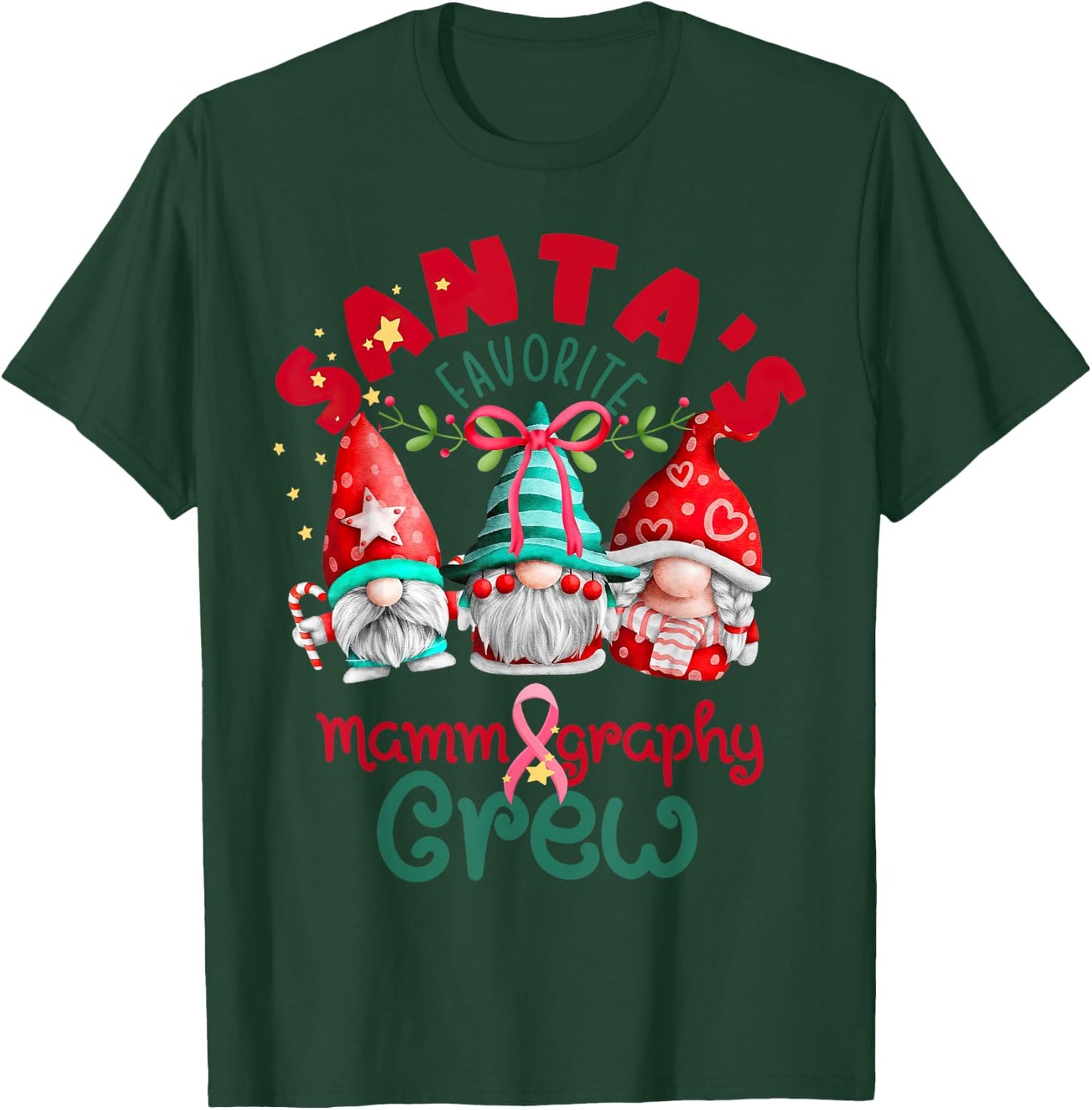 Santa's Favorite Mammography Christmas Mammo Technologist T-Shirt - T-Shirt | Forest