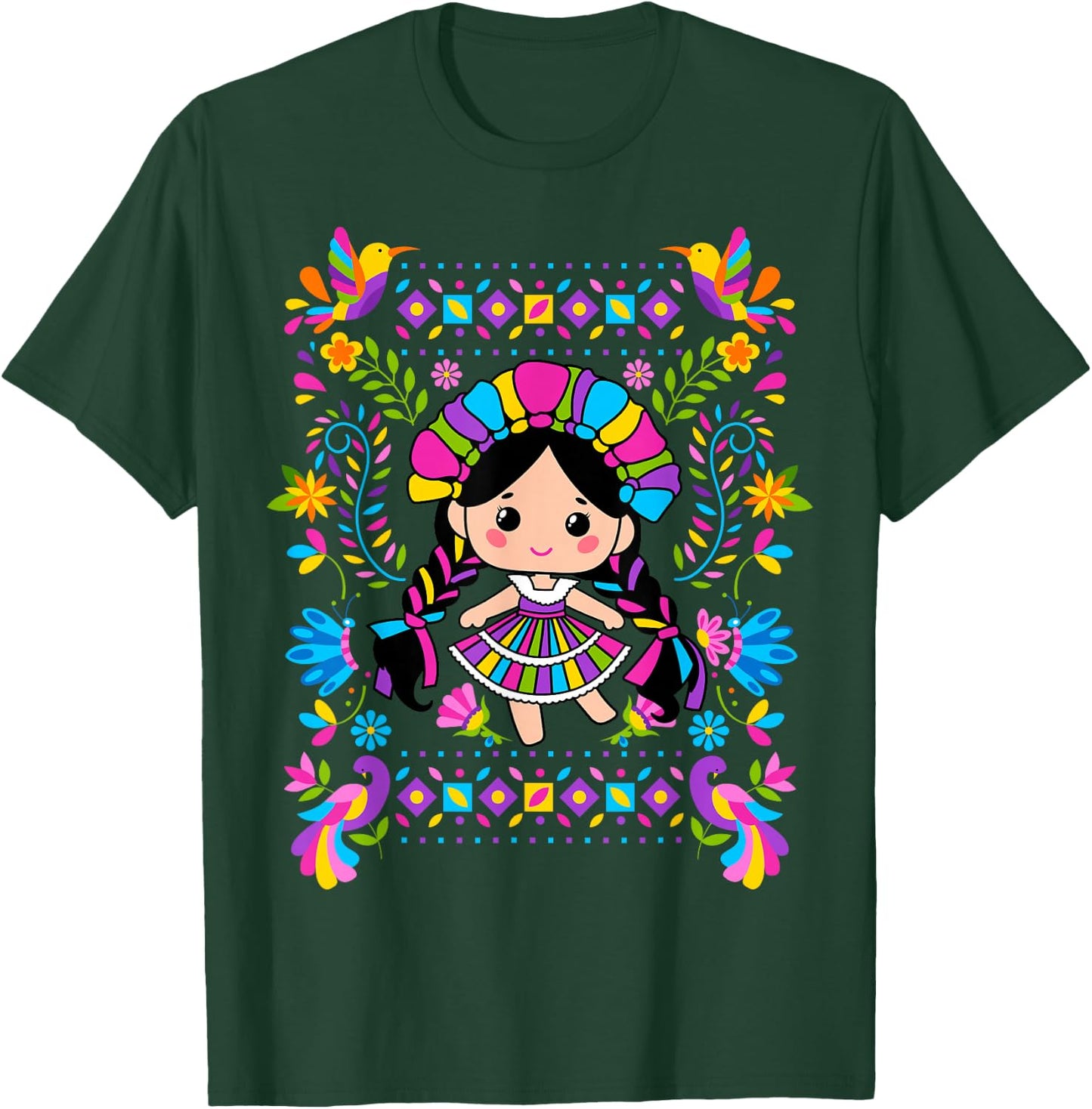 Lelé Doll Women's Querétaro México Otomí Muñequita de Trapo T-Shirt - T-Shirt | Forest