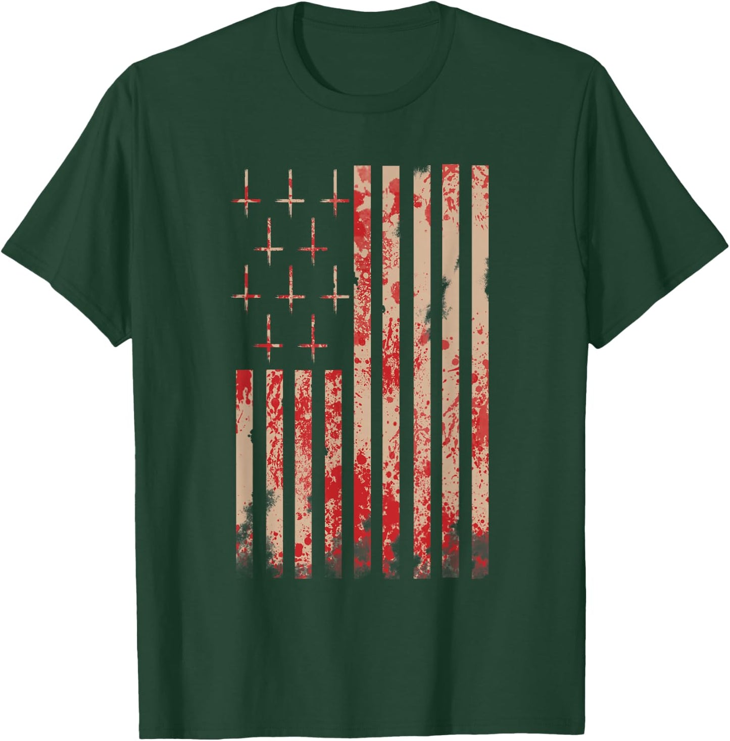 American Flag Shirt Upside Down Cross Occult Symbol Satanic T-Shirt - T-Shirt | Forest
