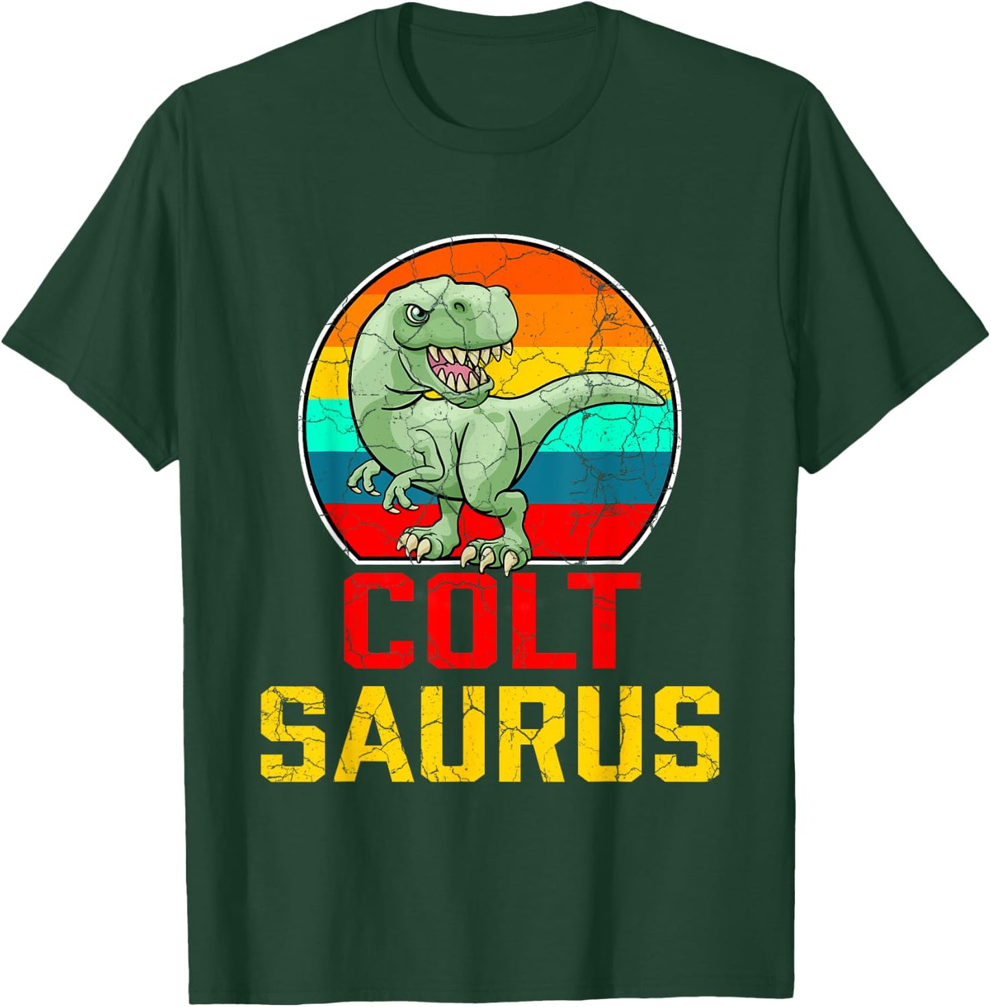 Colt Saurus Family Reunion Last Name Team Funny Custom T-Shirt - T-Shirt | Forest