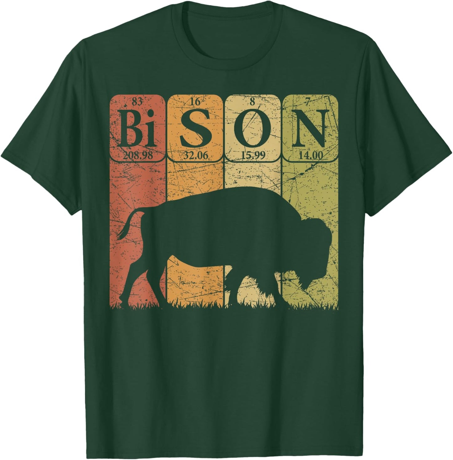 American Bison Periodic Table Elements Buffalo Retro T-Shirt - T-Shirt | Forest