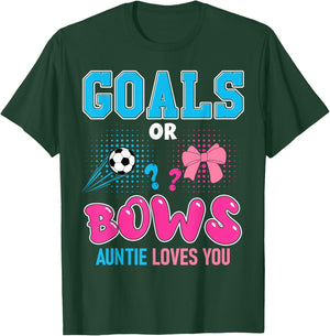 Goals or Bows Auntie Loves You 2026 Soccer Gender Reveal T-Shirt - T-Shirt | Forest