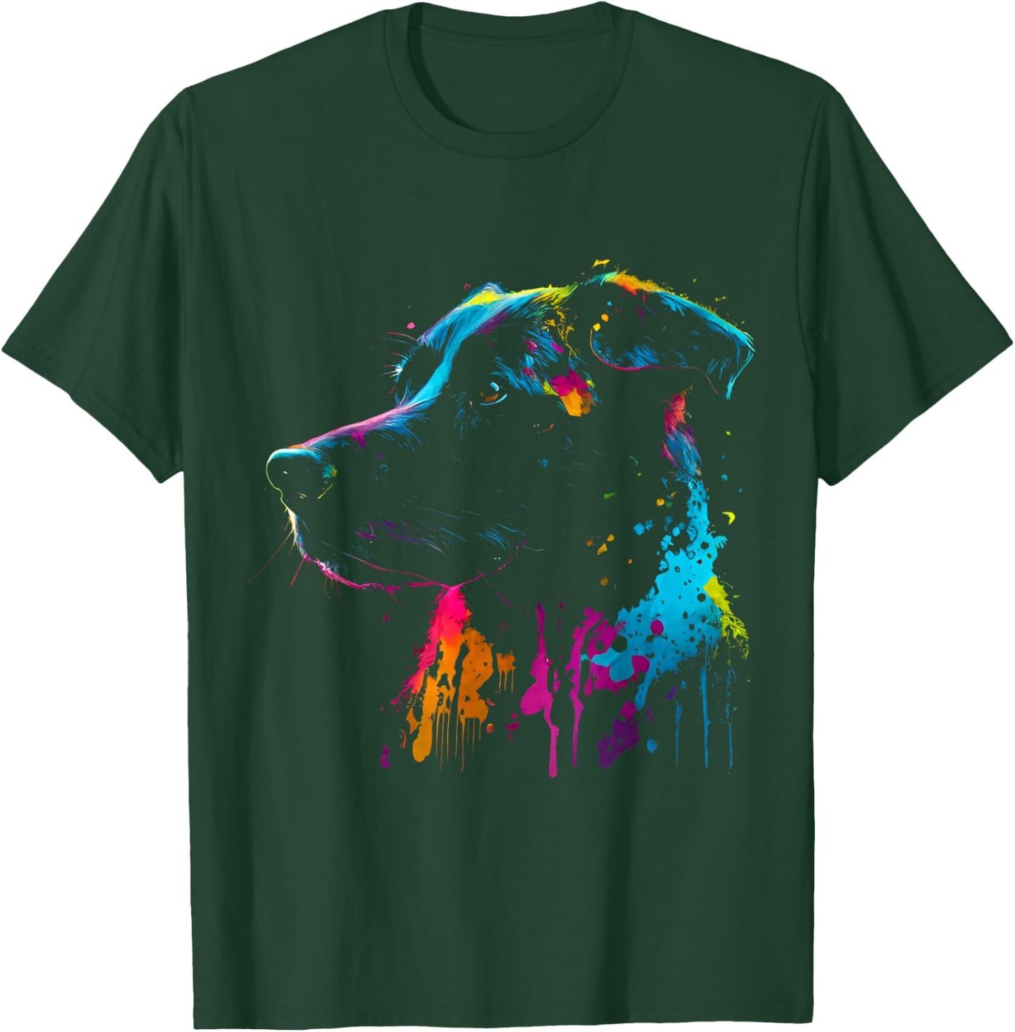 Borador Dog Painting Watercolor Paint Colorful Mom Dad T-Shirt - T-Shirt | Forest