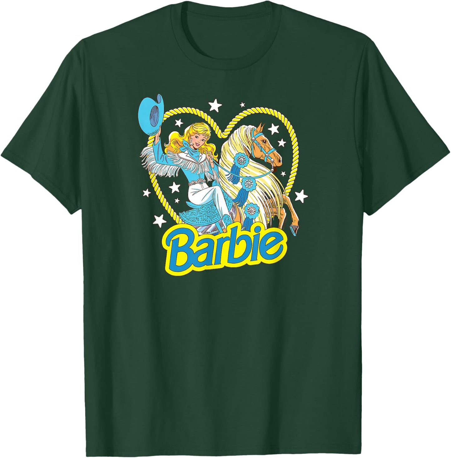 Barbie - Retro Western Cowgirl with Horse and Heart , black T-Shirt - T-Shirt | Forest