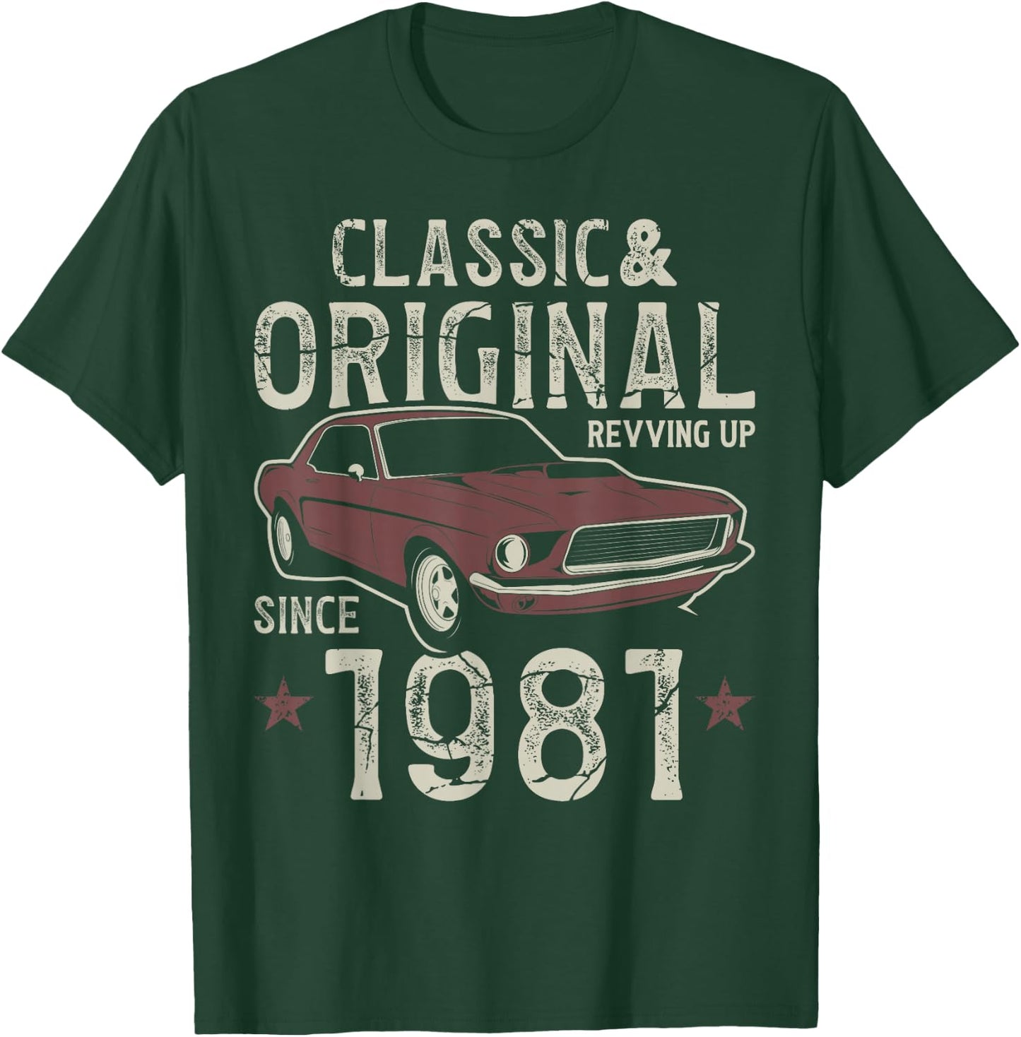 Born In 1981 Classic Car 44th Birthday T-Shirt - T-Shirt | Forest