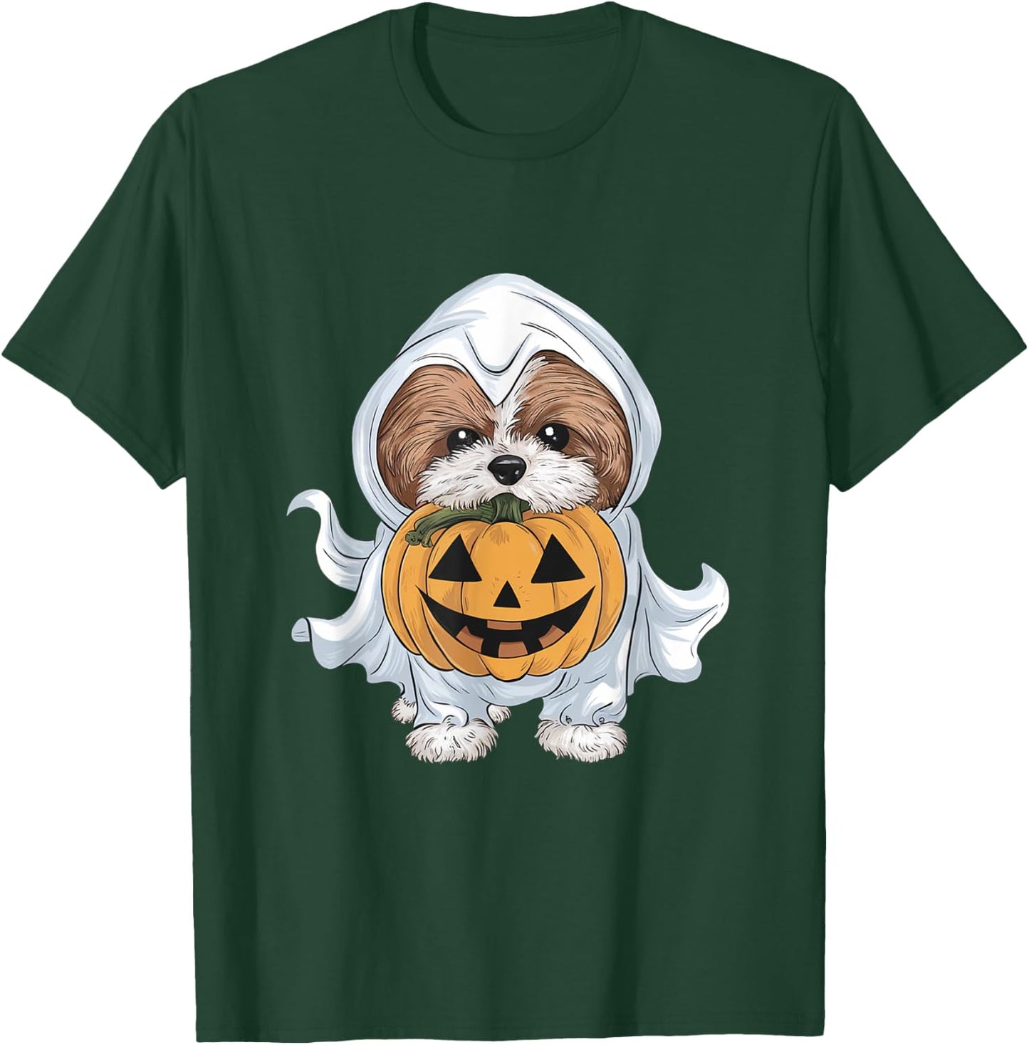 Shih Tzu Ghost Dog Halloween T-Shirt - T-Shirt | Forest