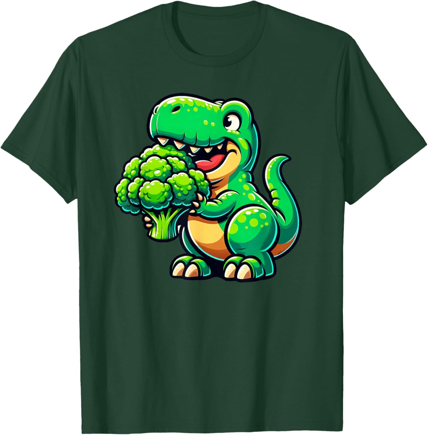 T rex Broccolisaurus Dinosaur Broccoli Vegan Boys Girls Kids T-Shirt - T-Shirt | Forest
