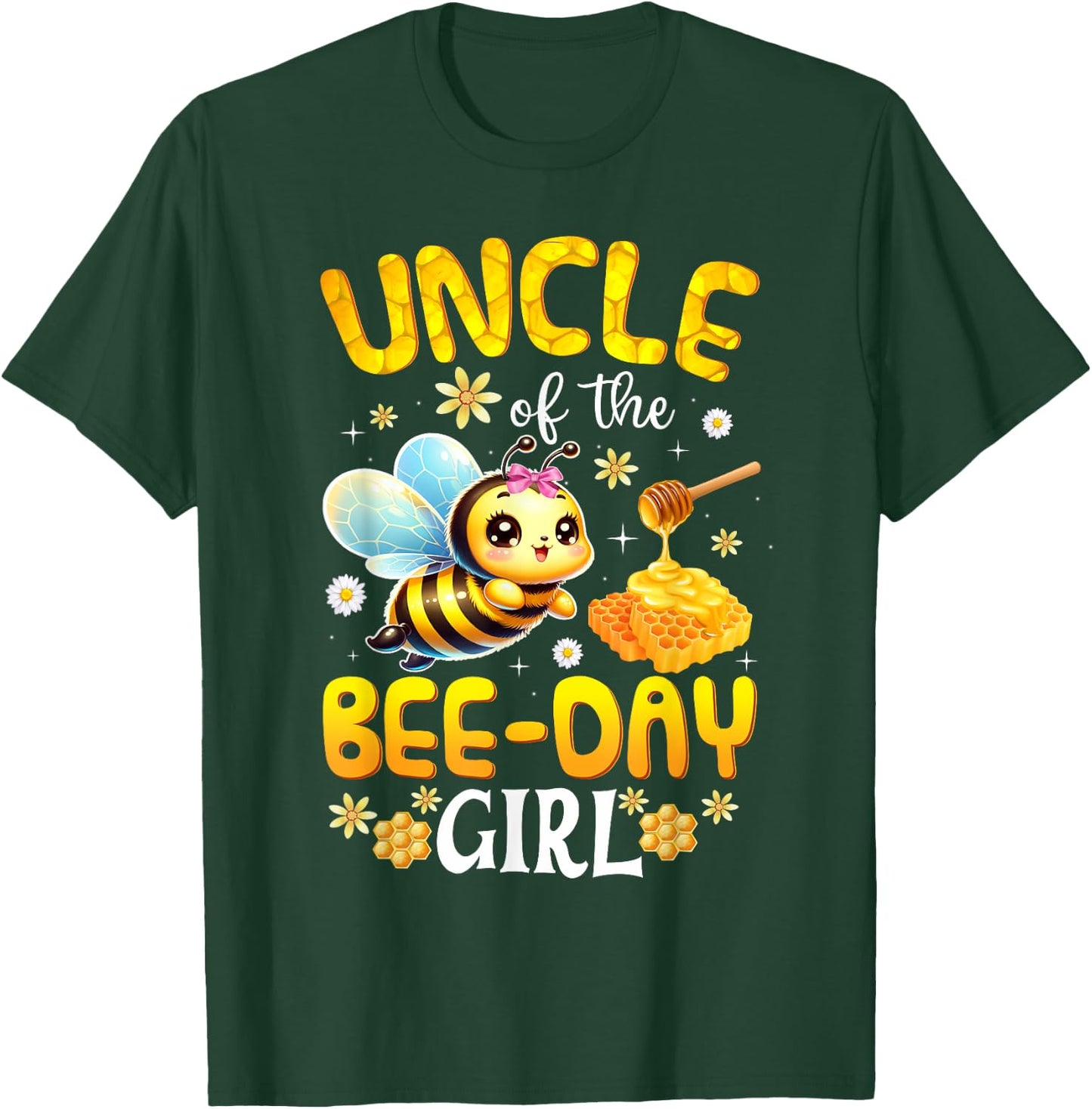 Uncle Of The Bee Day Girl Birthday Party Bee Lover T-Shirt - T-Shirt | Forest
