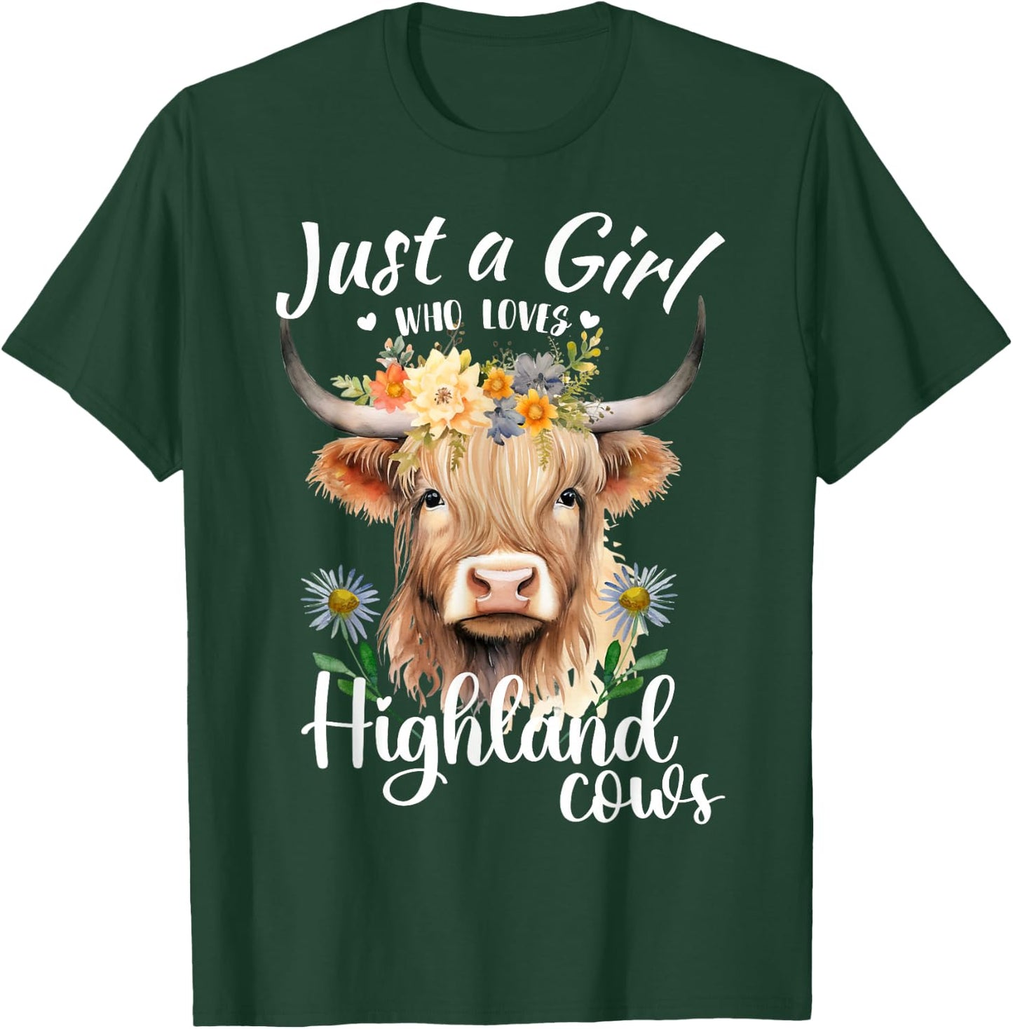 Just a Girl Who Loves Highland Cows Scottish Highland Cows T-Shirt - T-Shirt | Forest