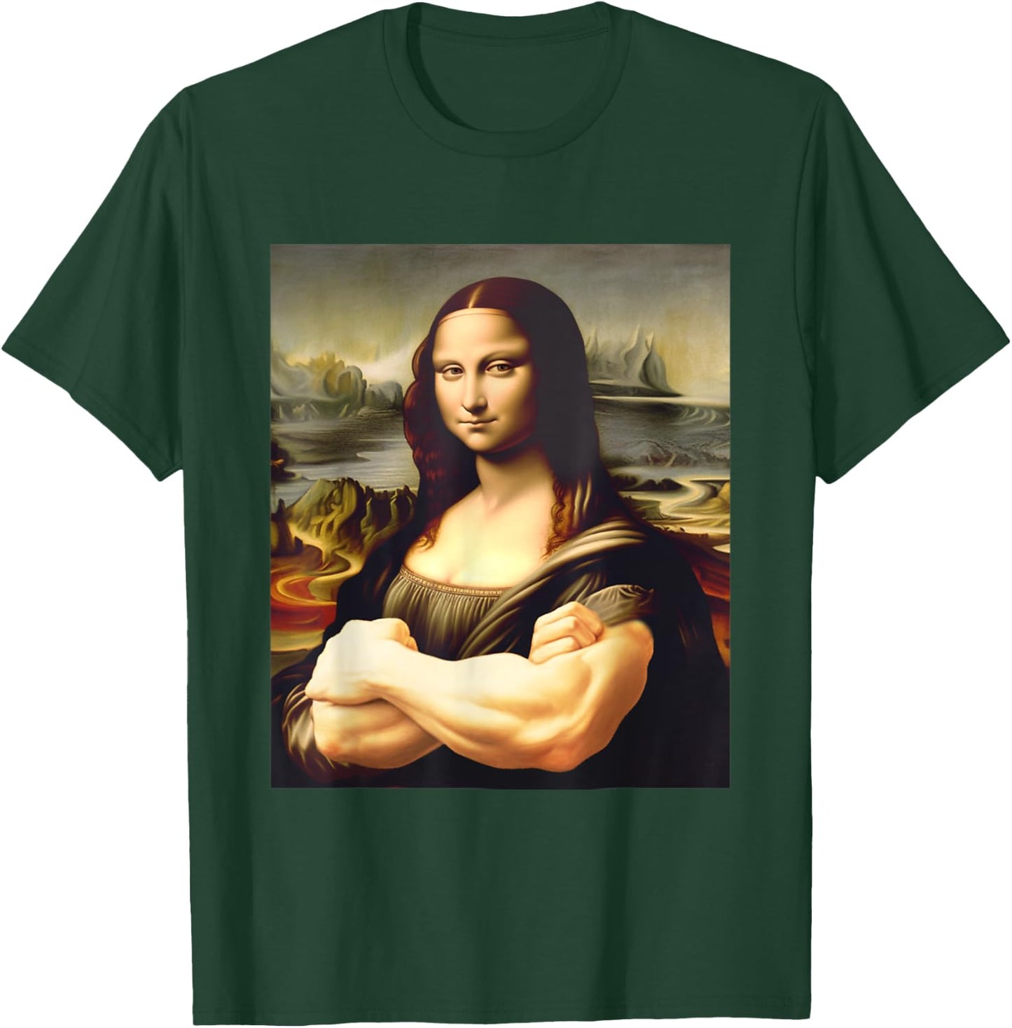 Mona Lisa Bodybuilding Funny Mona Lisa Muscle Gym Workout T-Shirt - T-Shirt | Forest