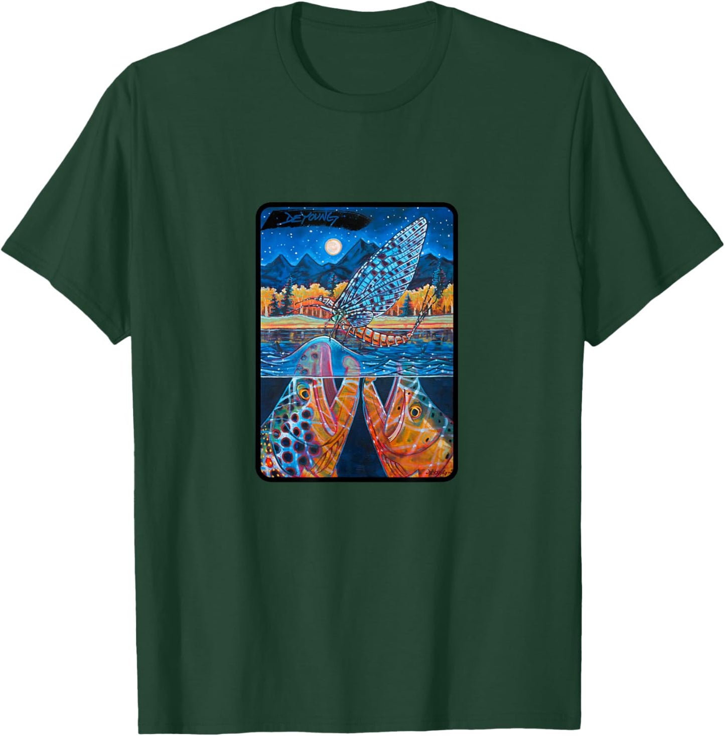Teton Riser Trout Fishing Derek DeYoung T-Shirt - T-Shirt | Forest