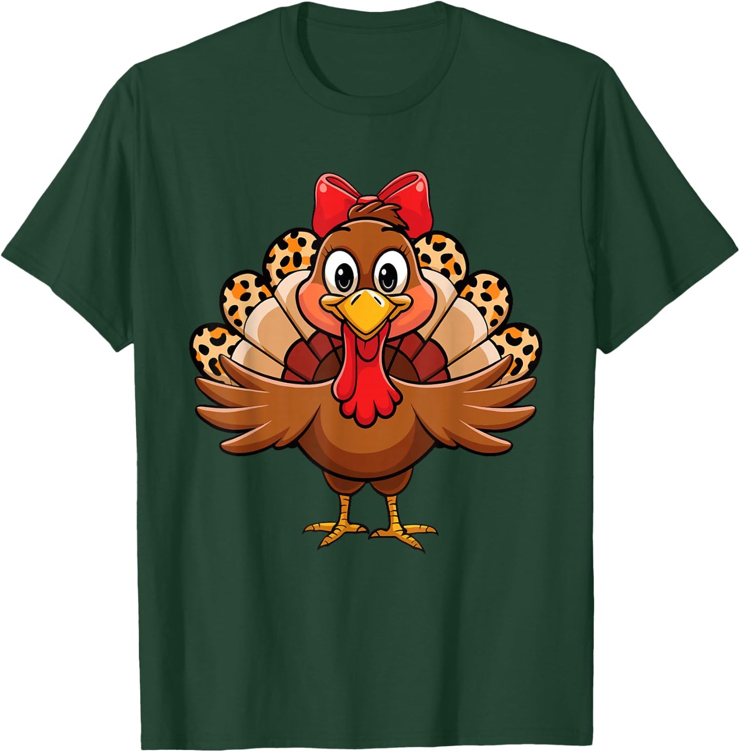Women Girls Leopard Turkey Coquette Thanksgiving Autumn T-Shirt - T-Shirt | Forest