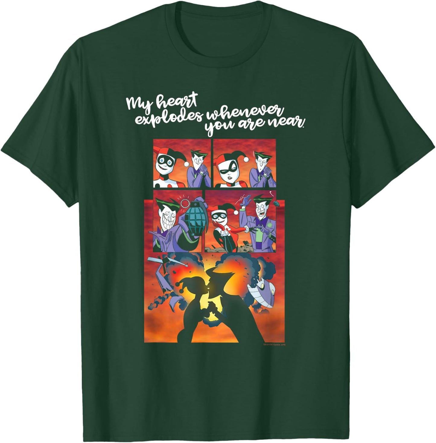 Batman Harley Quinn Joker Heart Explodes T-Shirt - T-Shirt | Forest