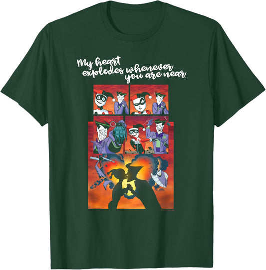 Batman Harley Quinn Joker Heart Explodes T-Shirt - T-Shirt | Forest