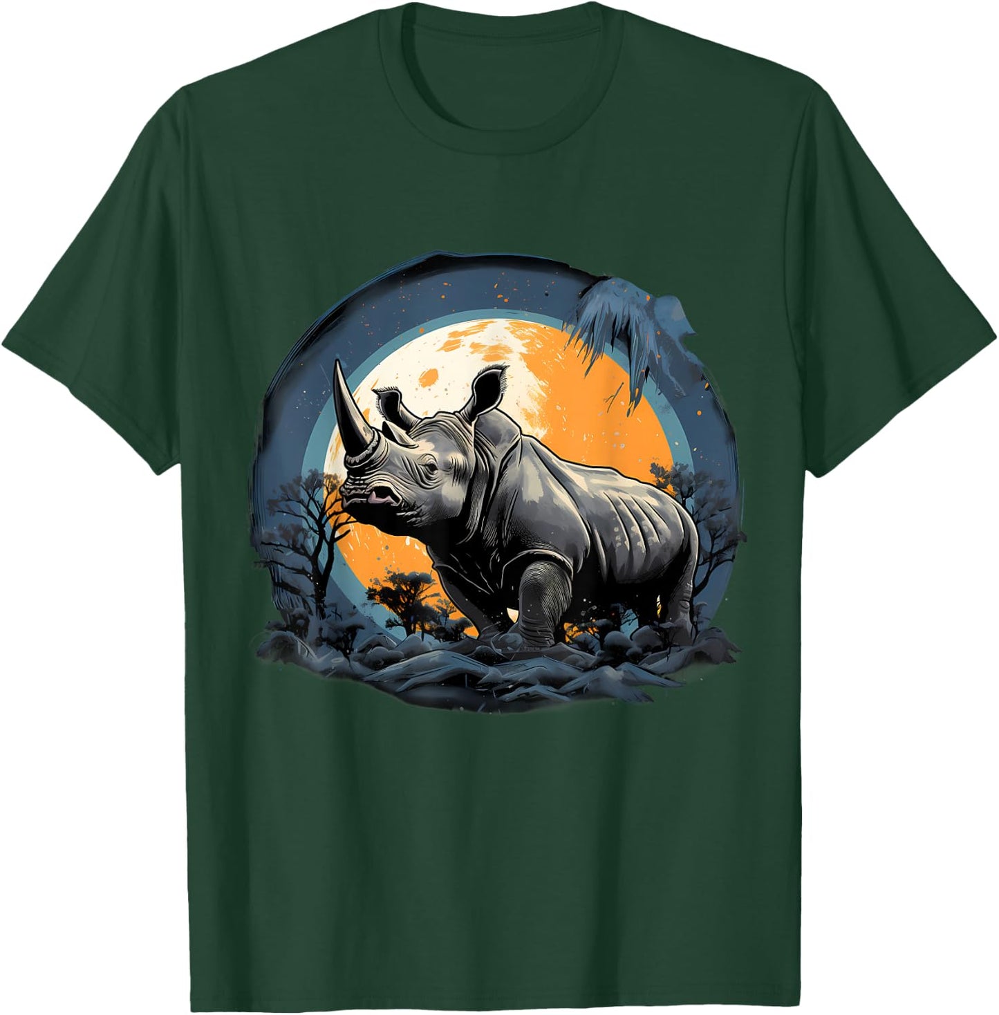 Rhino Safari Nature Artwork Rhinoceros Wildlife Safari Motif T-Shirt - T-Shirt | Forest