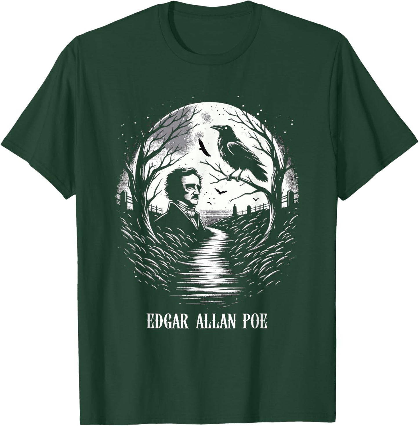 Horror and Fantasy Creative Writing Macabre Art Edgar Allan Poe & Raven - -Youth, Black, Small T-Shirt - T-Shirt | Forest