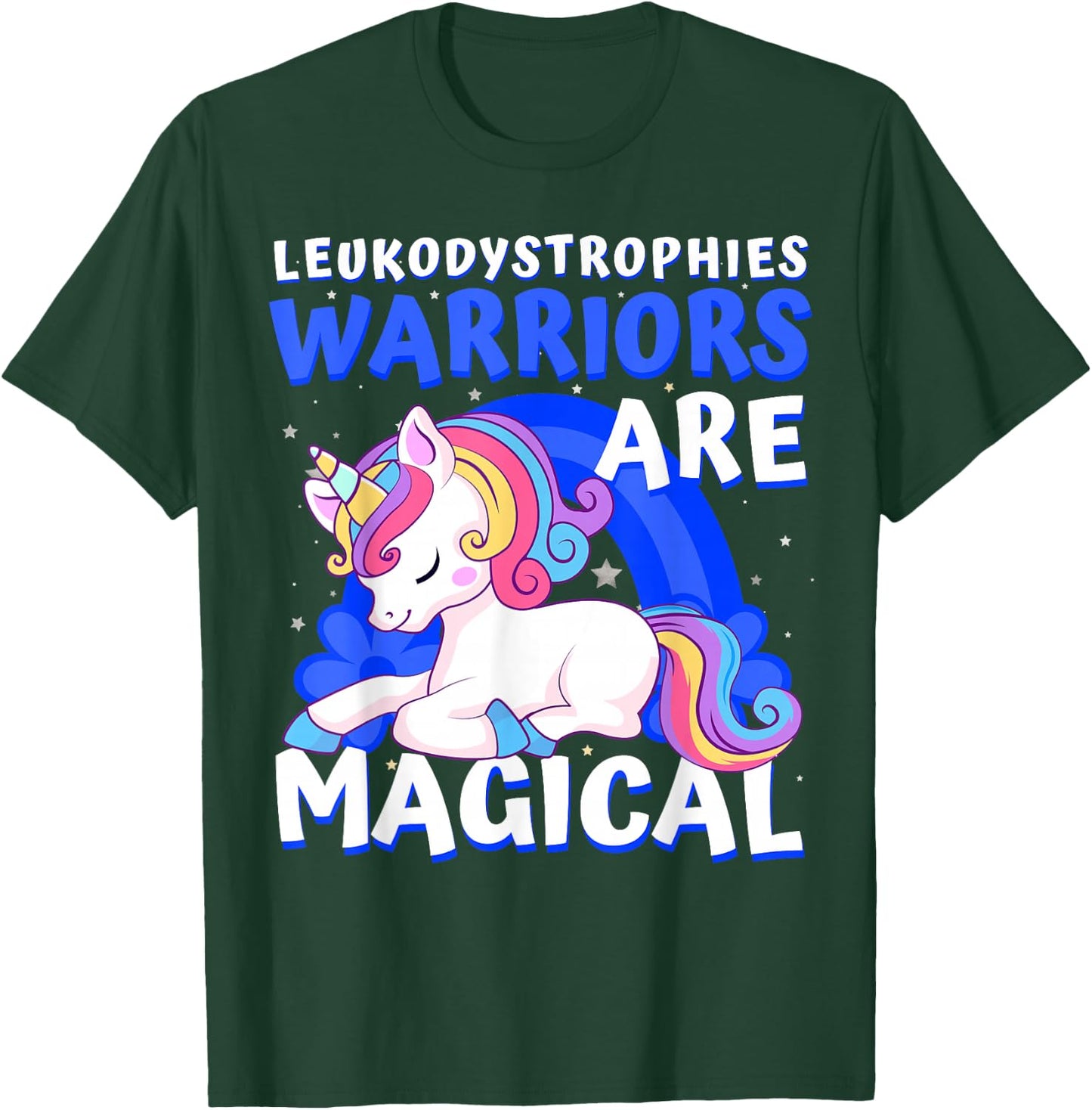 Warriors Magical Leukodystrophies Awareness Ribbon Unicorn T-Shirt - T-Shirt | Forest