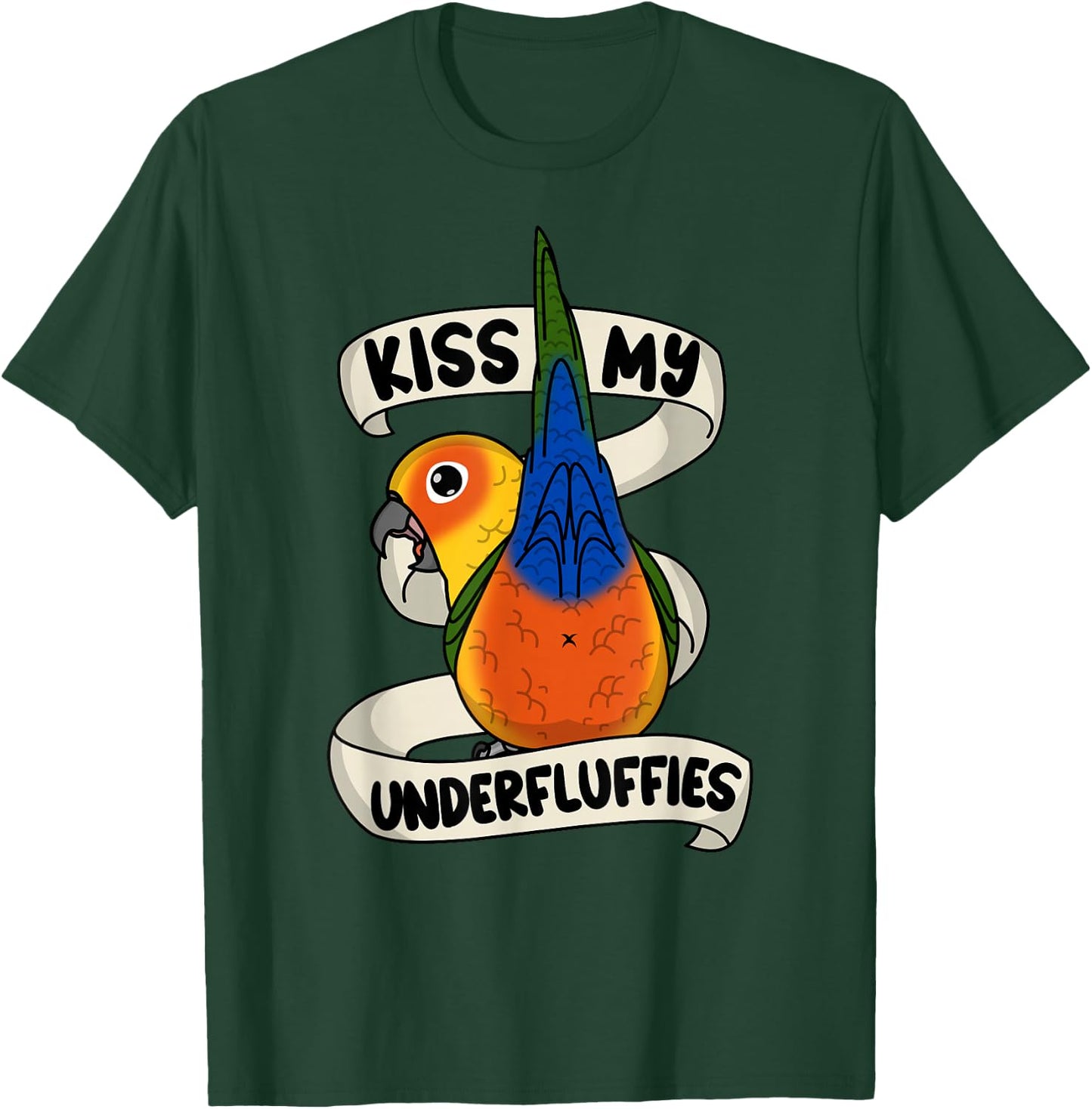 Kiss My Parrot Underfluffies I Jenday Conure T-Shirt - T-Shirt | Forest