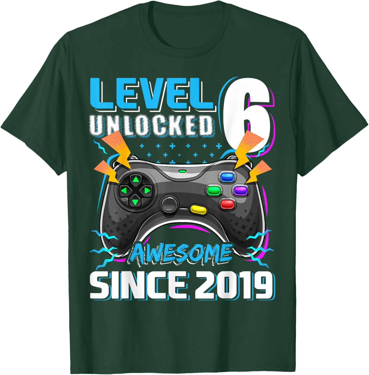 6th Birthday Boy Level 6 Gamer 6 Year Video Game Party T-Shirt - T-Shirt | Forest