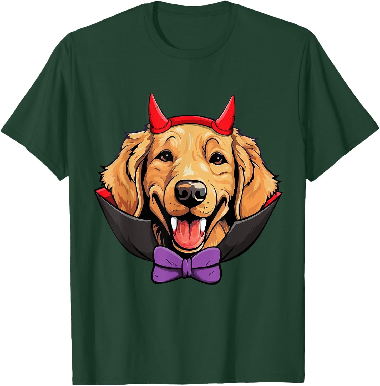 Golden Retriever Dog Vampire Halloween Costume Men Women Kids T-Shirt - T-Shirt | Forest