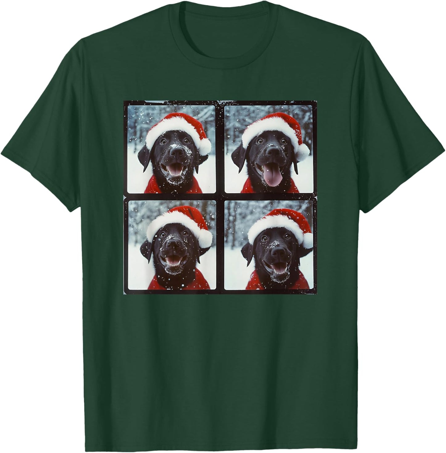 Labrador With Santa Hat Christmas Black Lab T-Shirt - T-Shirt | Forest