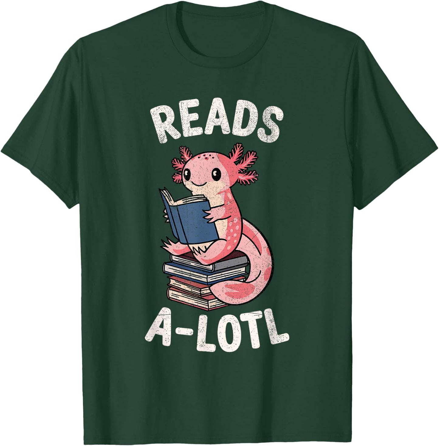 Cute Axolotl Read Alotl Bookworm Boys Girls Kids T-Shirt - T-Shirt | Forest