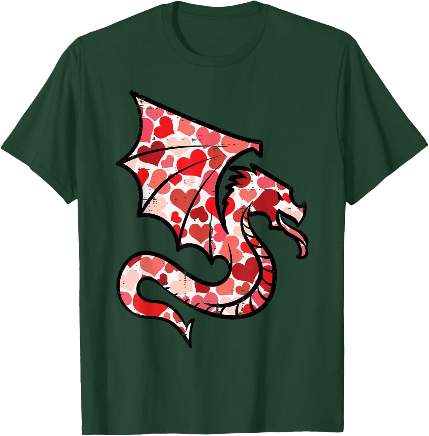Valentines Day Dragon Hearts Women Girls Boys Kids Men Youth T-Shirt - T-Shirt | Forest