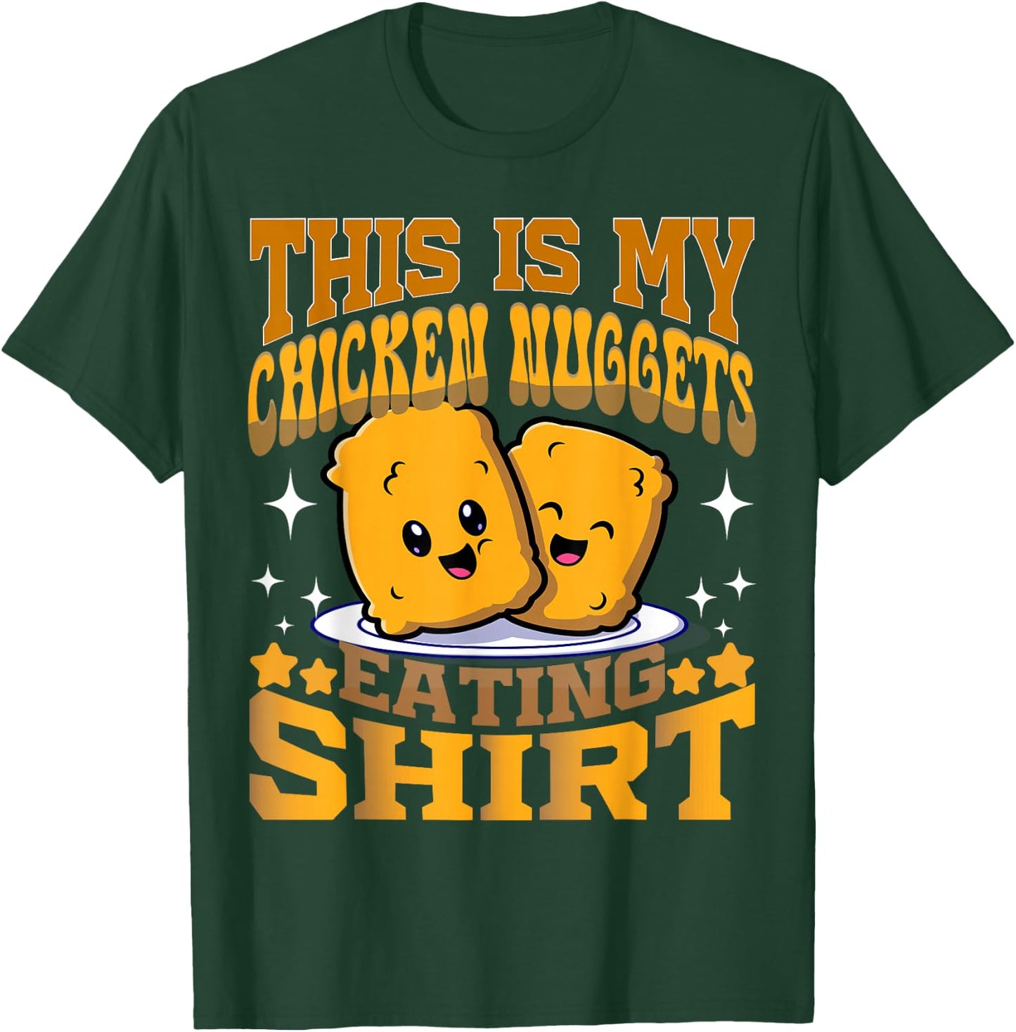 Chicken Nuggets Gifts For Kids -Adults & Kids Black Cartoon Fun Chicken Nugget Lovers Fast Food T-Shirt - T-Shirt | Forest