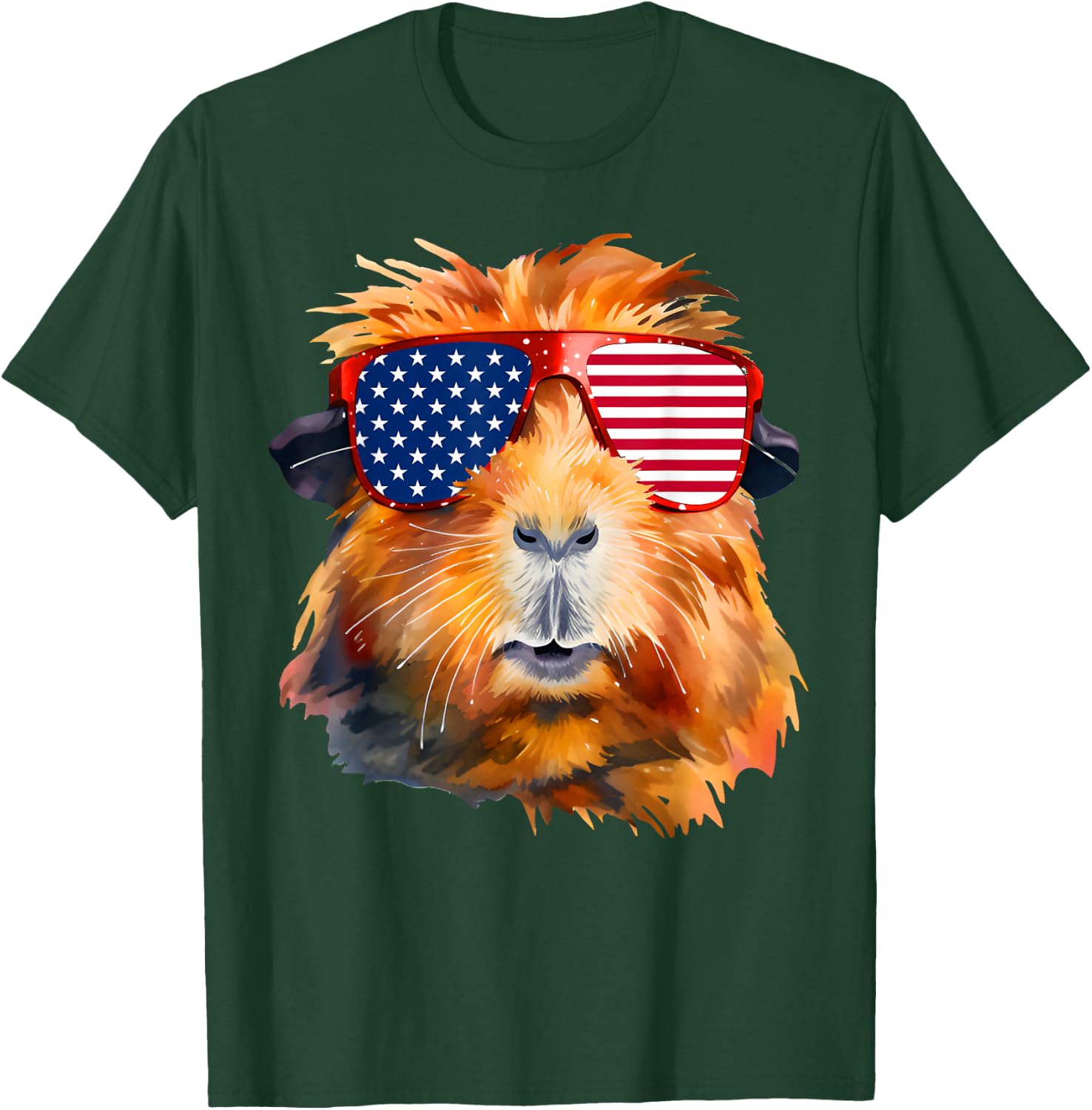 Guinea Pig American Flag Sunglasses Patriotic 4th Of July T-Shirt - T-Shirt | Forest