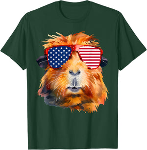 Guinea Pig American Flag Sunglasses Patriotic 4th Of July T-Shirt - T-Shirt | Forest