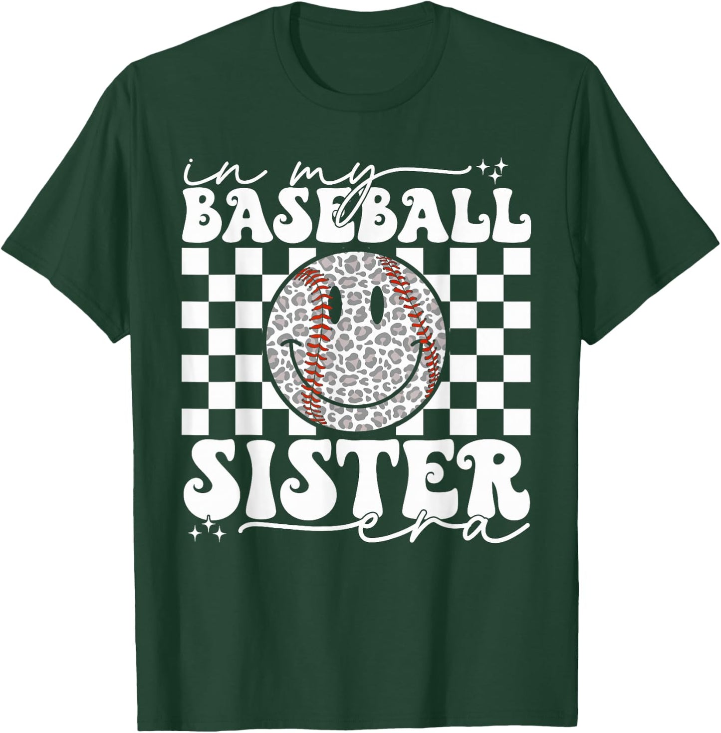 in My Baseball Sister Era Leopard Sister Baseball Girl Women T-Shirt - T-Shirt | Forest