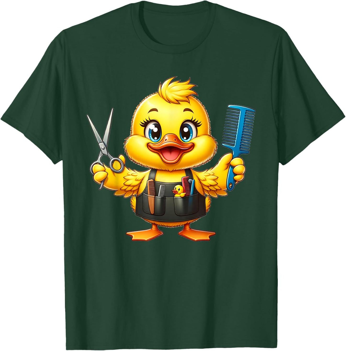 Entchen Friseur Frisör Geschenk | Süßes Entchen als Frisör T-Shirt - T-Shirt | Forest