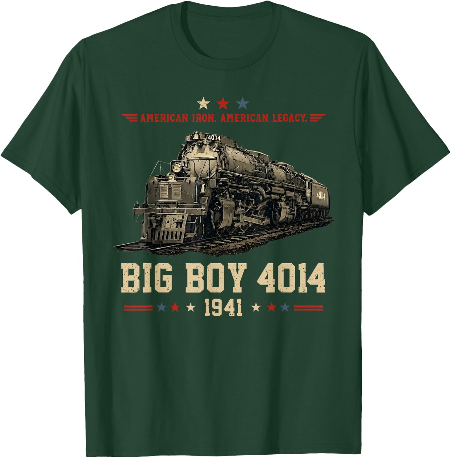 Big Boy 4014 Steam Locomotive American Iron Vintage Train T-Shirt - T-Shirt | Forest