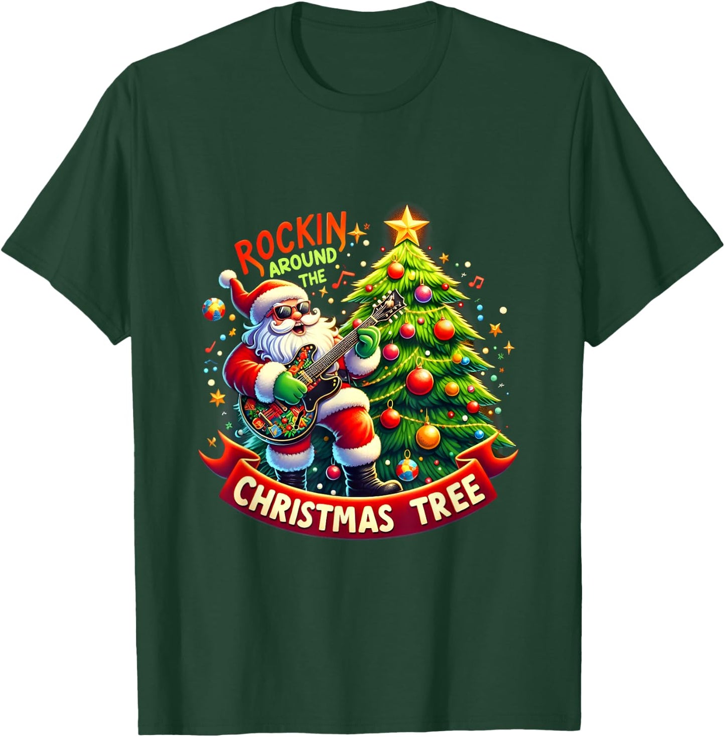 Rockin' Around The Christmas Tree Funny Horses Christmas T-Shirt - T-Shirt | Forest