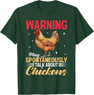 Funny Chicken Farm Animal Warning May Spontaneously Talk T-Shirt - T-Shirt | Forest