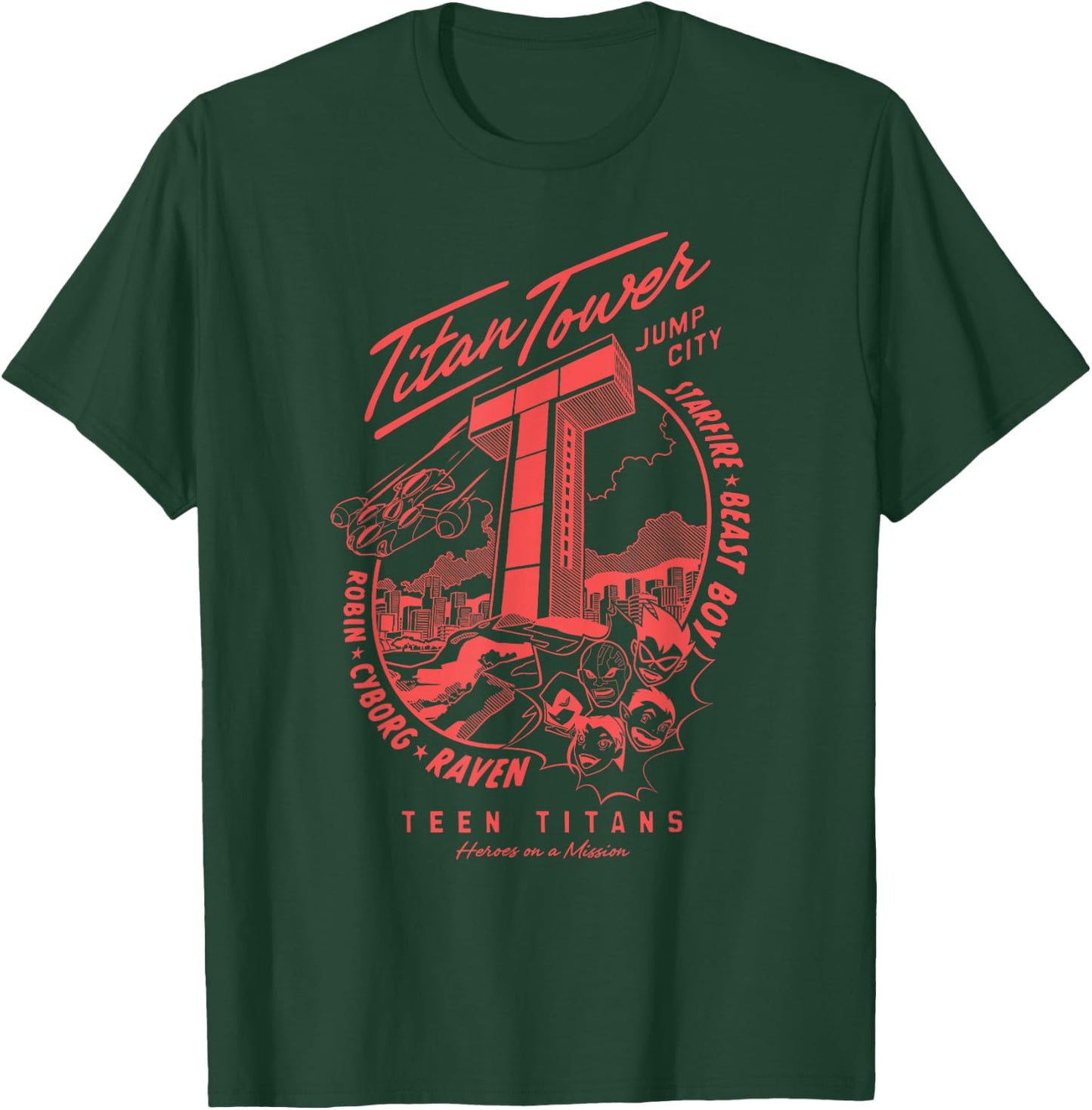 DC Comics Teen Titans Titan Tower Robin Cyborg Raven T-Shirt - T-Shirt | Forest