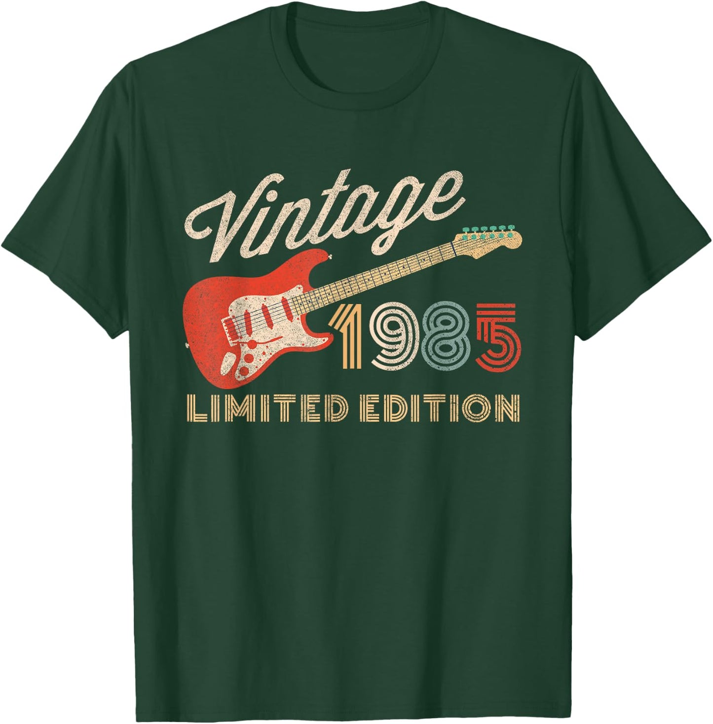 Vintage 1985 Limited Edition Guitar Year Of Birth Birthday T-Shirt - T-Shirt | Forest