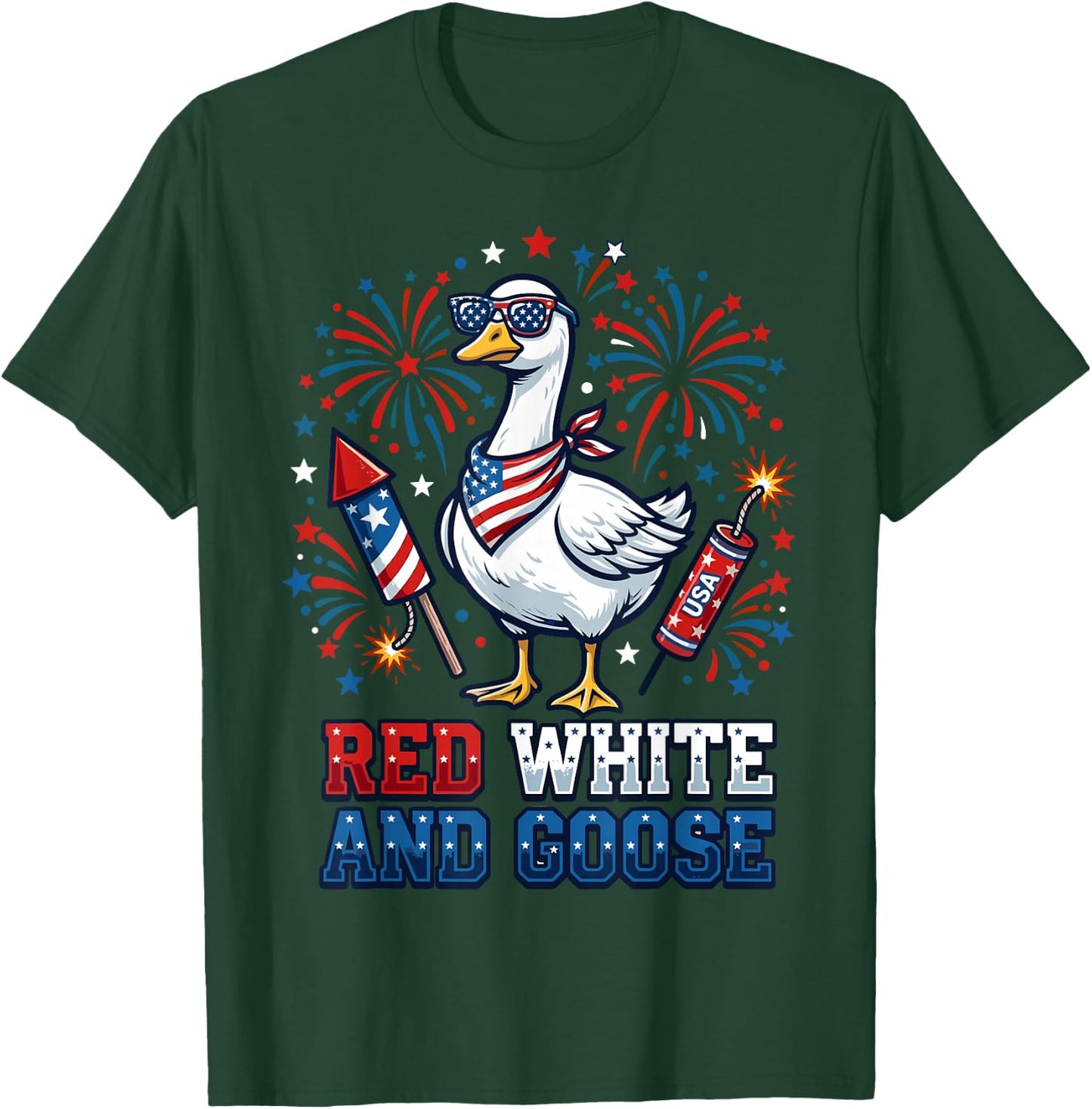Goose 4th of July Patriotic USA T-Shirt - T-Shirt | Forest