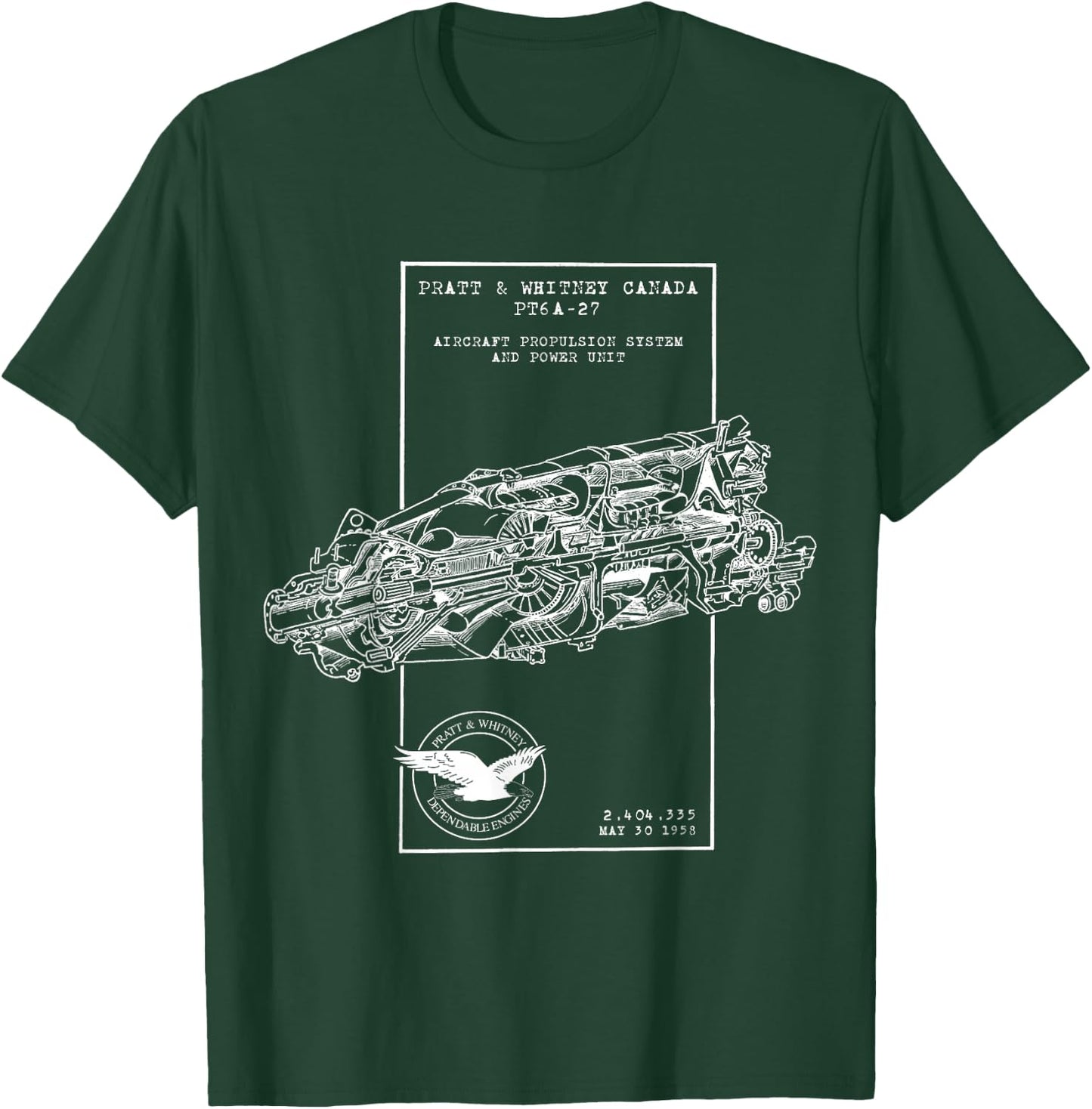 PT6 A 27 Turbine Engine Cross Section T-Shirt - T-Shirt | Forest